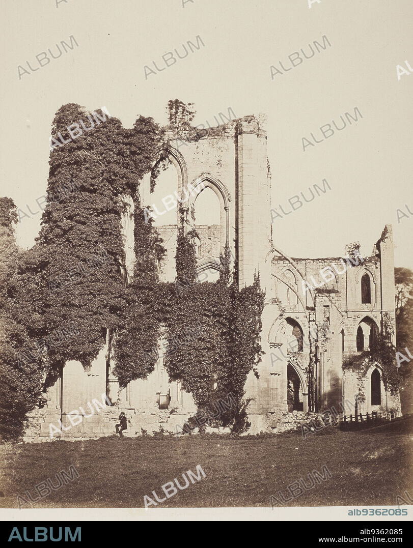 Rivaulx Abbey. General View From The South. From the album: A photographic tour among the Abbeys of Yorkshire, 1856, Bell and Daldy, Philip Delamotte, circa 1856, Yorkshire.