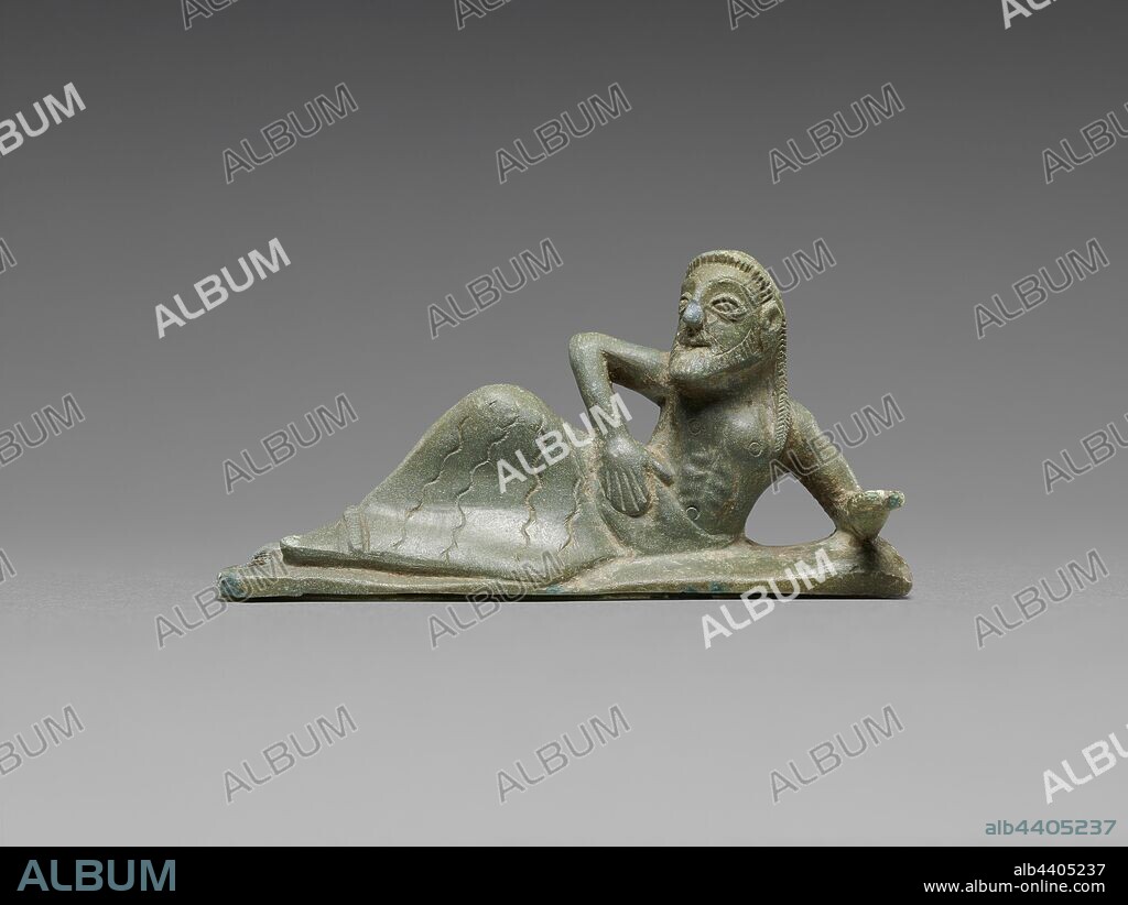 Statuette of a Banqueter, Unknown, Northern Greece, Greece, 550–525 B.C., Bronze, 3.7 × 7.5 × 2.5 cm (1 7/16 × 2 15/16 × 1 in.).