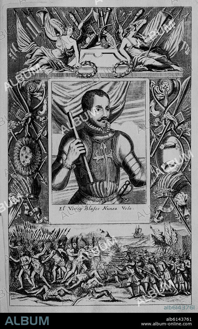 ANTONIO HERRERA Y TORDESILLAS. HISTORIA GENERAL DE LOS HECHOS CASTELLANOS EN LAS ISLAS Y TIERRA FIRME - BLASCO NUÑEZ DE VELA - SIGLO XVI.