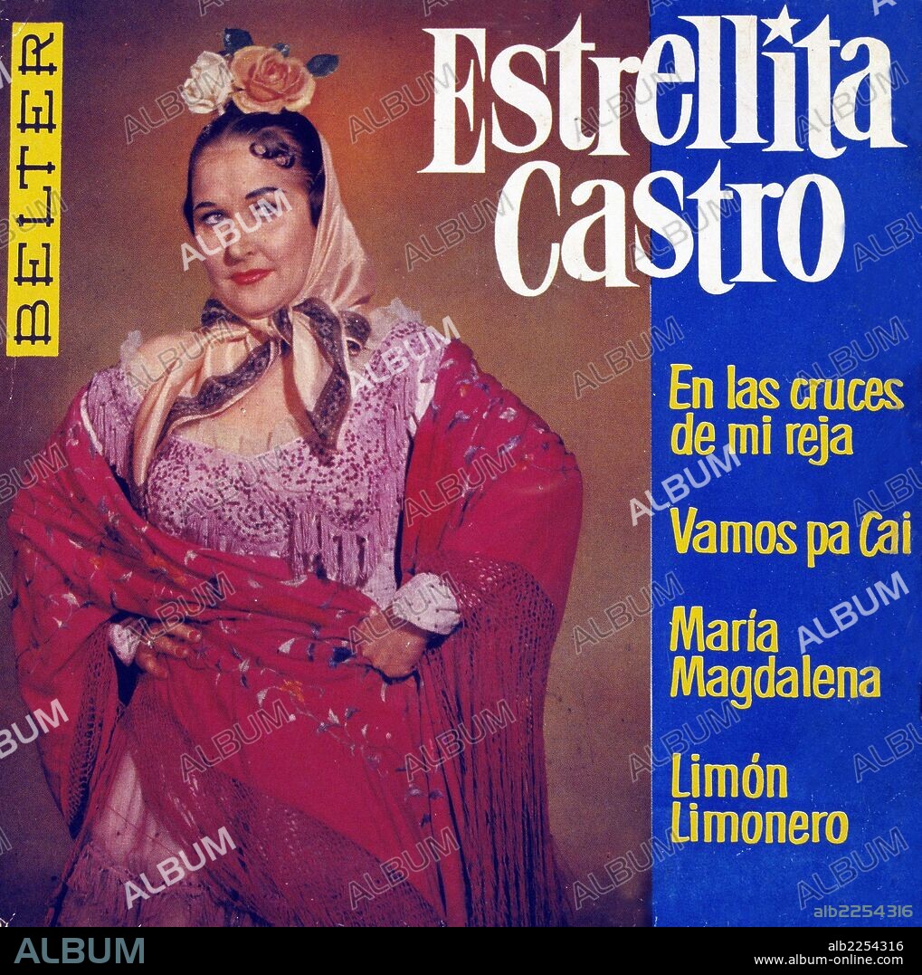ESTRELLITA CASTRO. ESTRELLA CASTRO NAVARRETE. ACTRIZ Y CANTANTE ESPAÑOLA. SEVILLA 1914 - 1983. PORTADA DE DISCO BELTER.