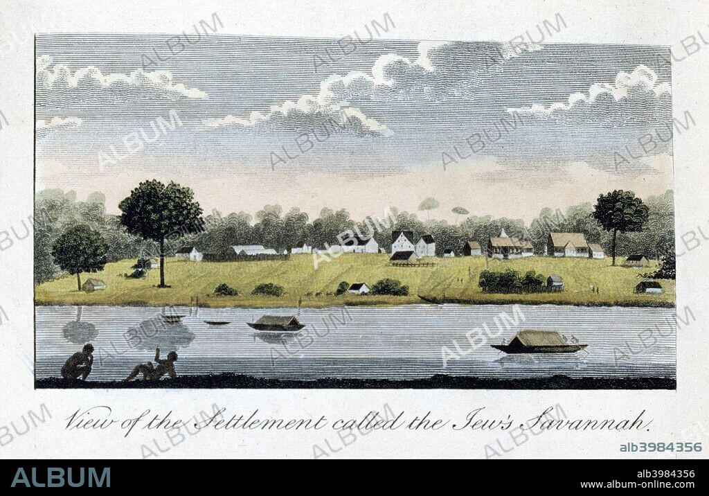 'View of the Settlement called the Jew's Savannah', 1813. From 'Narrative, of a Five Years' Expedition, against the Revolted Negroes of Surinam, in Guiana, on the West Coast of South Africa', volume II, by J G Stedman, London, 1813. Engravings were made from drawings by the author.