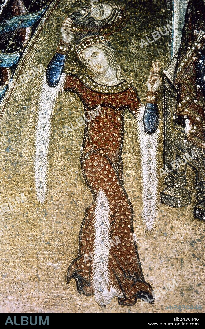 ARTE BIZANTINO. ITALIA. "DANZA DE SALOME". Mosaico del baptisterio de la Basílica de San Marcos, datado entre los siglos XII-XIV. Venecia. Italia.