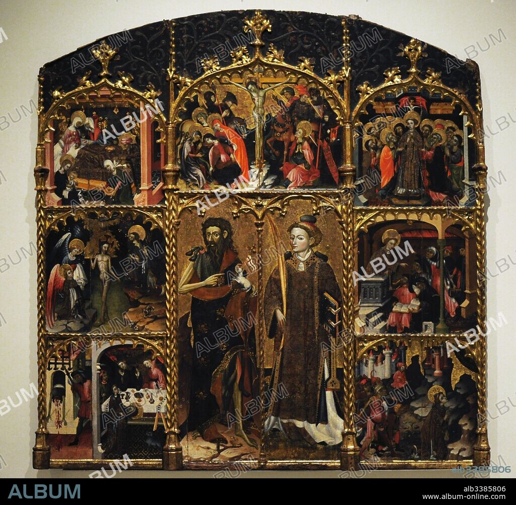 Maestro de Badalona (activo el primer tercio del siglo XV). Retablo de San Juan Bautista y San Esteban, 1415-1420. Procede de la Iglesia de Santa María, Badalona (provincia de Barcelona). Museo Nacional de Arte de Cataluña (MNAC). Barcelona. Cataluña. España.