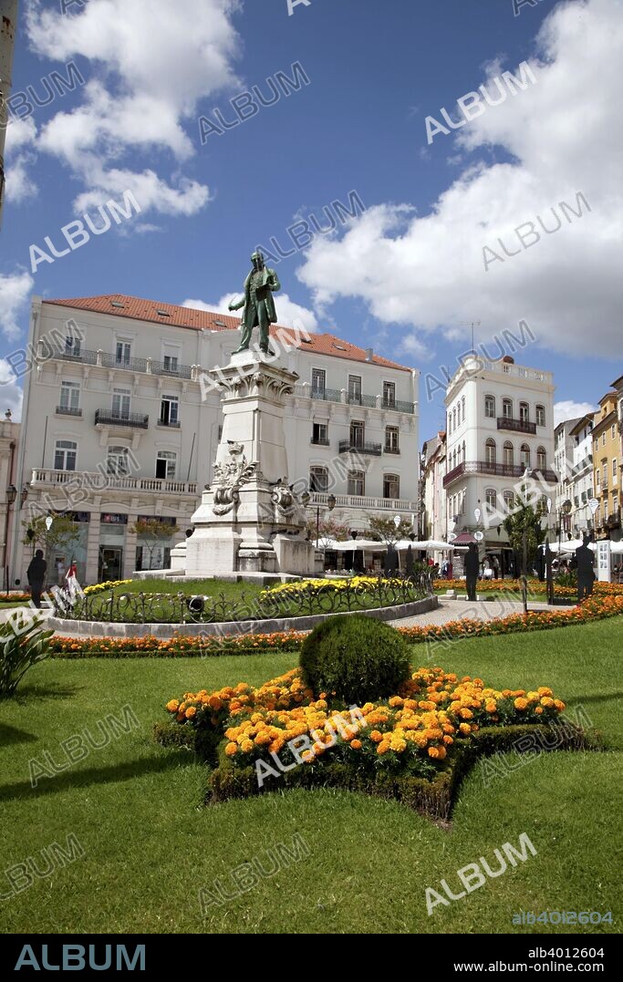 Largo da Portagem, Coimbra, Portugal. The statue is of Joaquim Antonio de Aguiar, Prime Minister of Portugal on three occasions (1841-1842, 1860, 1865-1868), who was born in Coimbra. The square is just opposite the Santa Clara Bridge and the name means place of the gateway, presumably a gateway to the main city.
