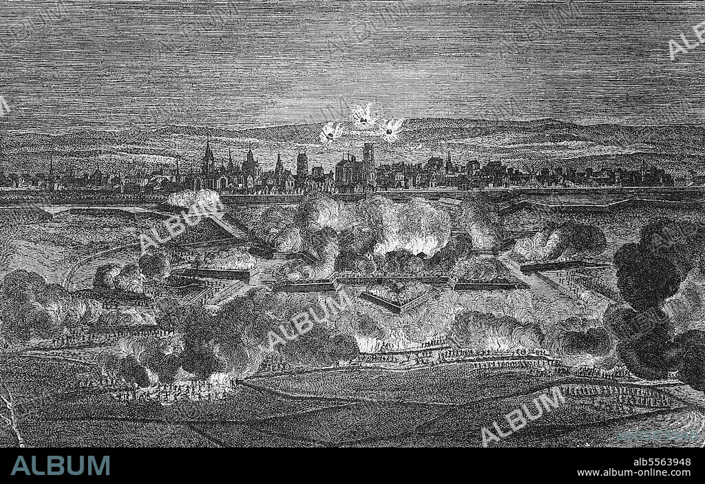 Shelling of the Citadel of Ypres, 1678, Belgium, The siege of Ypres in the Spanish Netherlands took place between 18 and 25 March 1678 and was part of the Dutch War, digitally restored reproduction of a 19th century original, exact date unknown