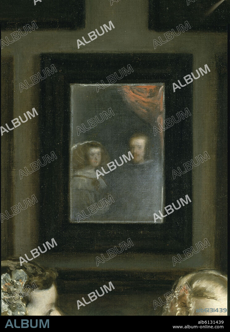 DIEGO VELAZQUEZ (1599-1660). LAS MENINAS - DETALLE DE FELIPE IV Y DOÑA MARIANA DE AUSTRIA REFLEJADOS EN EL ESPEJO - 1656 - OLEO/LIENZO - BARROCO ESPAÑOL - CONJUNTO 106240.