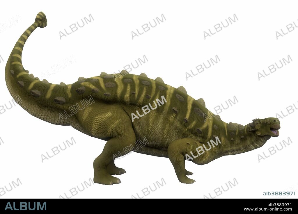 Talarurus dinosaur, side profile. Talarurus was a herbivorous armored dinosaur that lived in the Cretaceous Period of Mongolia.