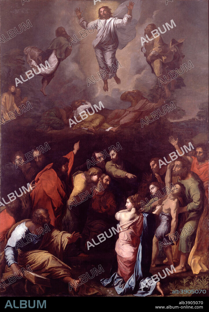 RAPHAEL. The Transfiguration. Date/Period: 16th century?. Painting. Oil on canvas Oil. Height: 3,766 mm (12.35 ft); Width: 2,648 mm (104.25 in).