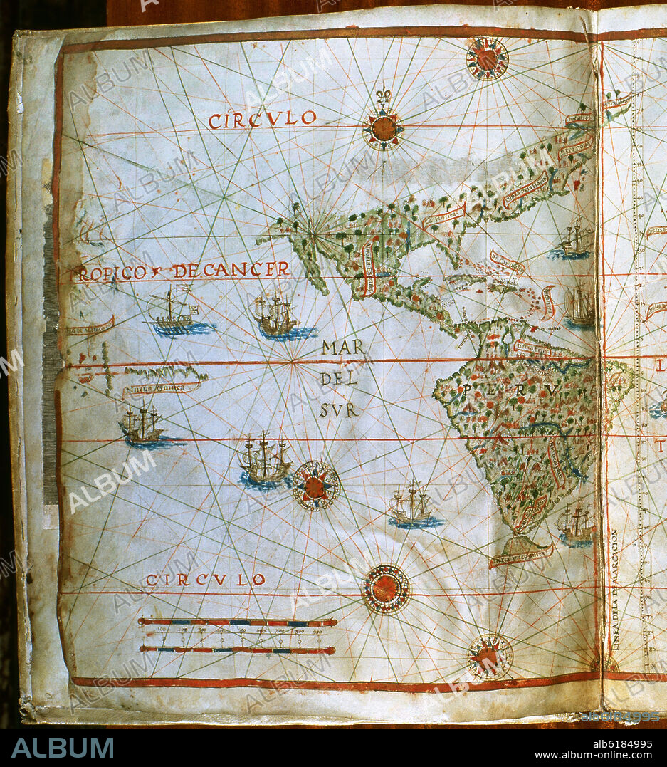 PEDRO DE MEDINA (1493-1567). SUMMA DE COSMOGRAFIA - MAPAMUNDI - SIGLO XVI -  AMERICA Y MAR PACIFICO.