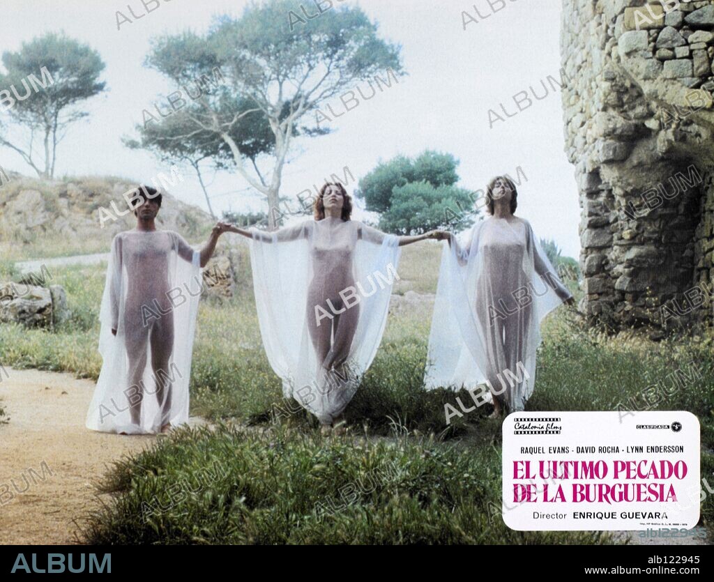 DAVID ROCHA, LYNN ENDERSON y RAQUEL EVANS en EL ULTIMO PECADO DE LA BURGUESIA, 1978, dirigida por ENRIQUE GUEVARA. Copyright CATALONIA FILMS, S.A.
