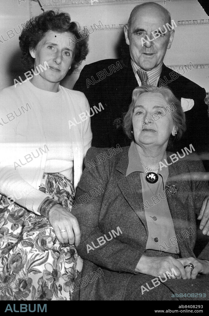 Sir Lewis Casson and Dame Sybil At The Festival of EdinburghSir Lewis Casson, Dame Sybil Thorndike and Mrs. Patricia Casson (her husband is producing the Rev. John Home's "Douglas" for the Glasgow Citizens Theatre at the Royal Lyceum) in an informal moment at the Lyceum, Edinburgh. Miss Thorndike and Sir Lewis Casson play the leading roles in the play "Douglas". August 22, 1950. (Photo by Fox Photos).