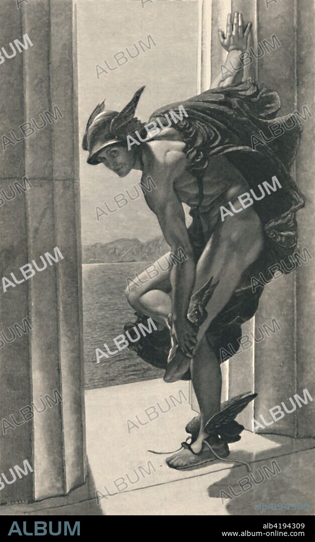 'Hermes', 1886. The Greek god Hermes with winged helmet and sandals. From The Magazine of Art. [Cassell & Company, London, 1886].