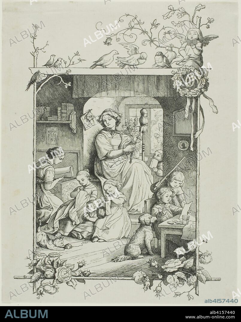 The Housewife. August Gaber (German, 1823-1891); after Ludwig Adrian Richter (German, 1803-1884); published by Gaber & Richter (German, 1856-1860); written by Friedrich von Schiller (German, 1759-1805). Date: 1856-1857. Dimensions: 202 x 141 mm (image); 205 x 160 mm (sheet). Wood engraving in black on gray China paper. Origin: Germany.