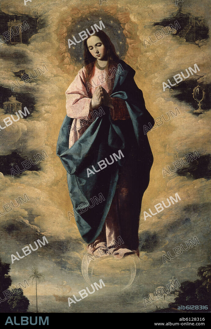 FRANCISCO DE ZURBARAN. LA INMACULADA CONCEPCION - HACIA 1630 - O/L - 128x89 - NP 2992 - BARROCO ESPAÑOL.