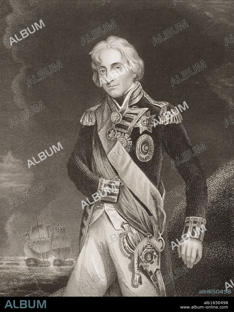Horatio Nelson,Lord Nelson,Viscount Nelson, 1758-1805. British naval commander.Engraved by J.Rogers,painted by Hoppner. From England's Battles by Sea and Land by Lieut Col Williams, The London Printing and Publishing Company circa 1890s.