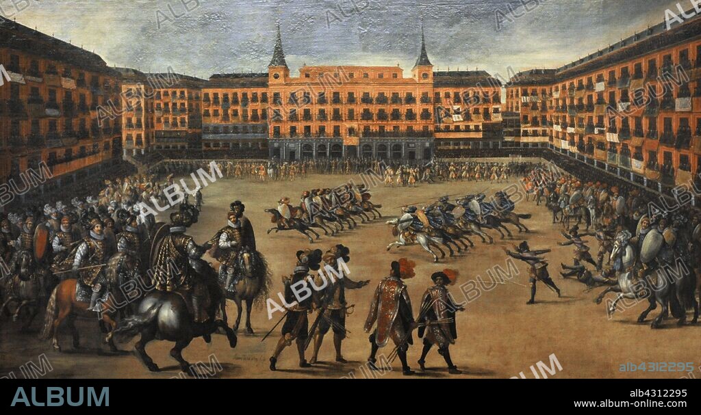 Juan de la Corte (h.1585-1662). Pintor barroco flamenco. Fiesta en la Plaza Mayor, hacia 1630. Museo de Historia. Madrid. España.