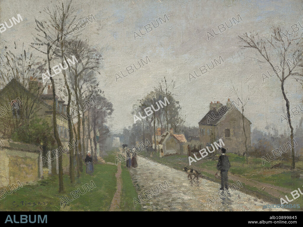 CAMILLE PISSARRO. Route De Versailles, Louveciennes, Rain Effect, 1870.
