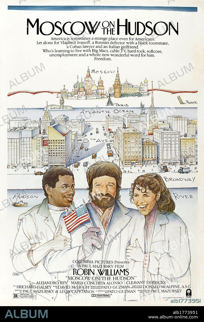 Poster of MOSCOW ON THE HUDSON, 1984, directed by PAUL MAZURSKY. Copyright COLUMBIA PICTURES.