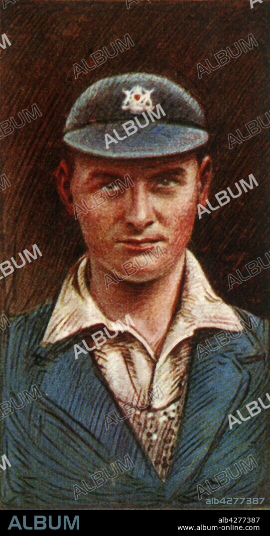 'B. Lilley (Notts)', 1928. From "Wills's Cigarettes - A Series of 50 Cricketers, 1928", [W. D. & H. O. Wills, London, 1928].