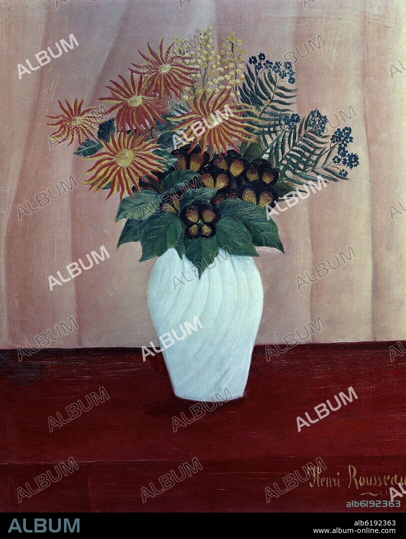 HENRI ROUSSEAU (1844-1910) EL ADUANERO ROUSSEAU. RAMO DE FLORES - 1895-1900 - OLEO/LIENZO - 61 x 50,2 cm - PINTURA NAIF.