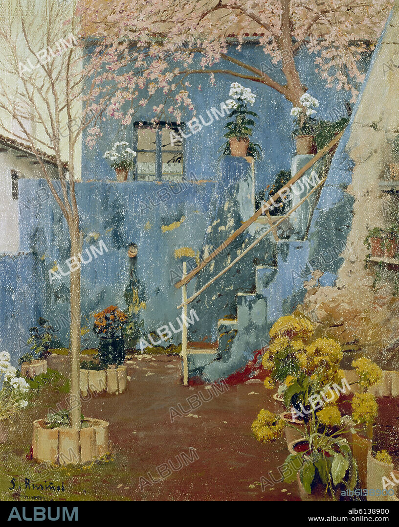 SANTIAGO RUSIÑOL (1861-1931). PATIO AZUL EN SITGES.