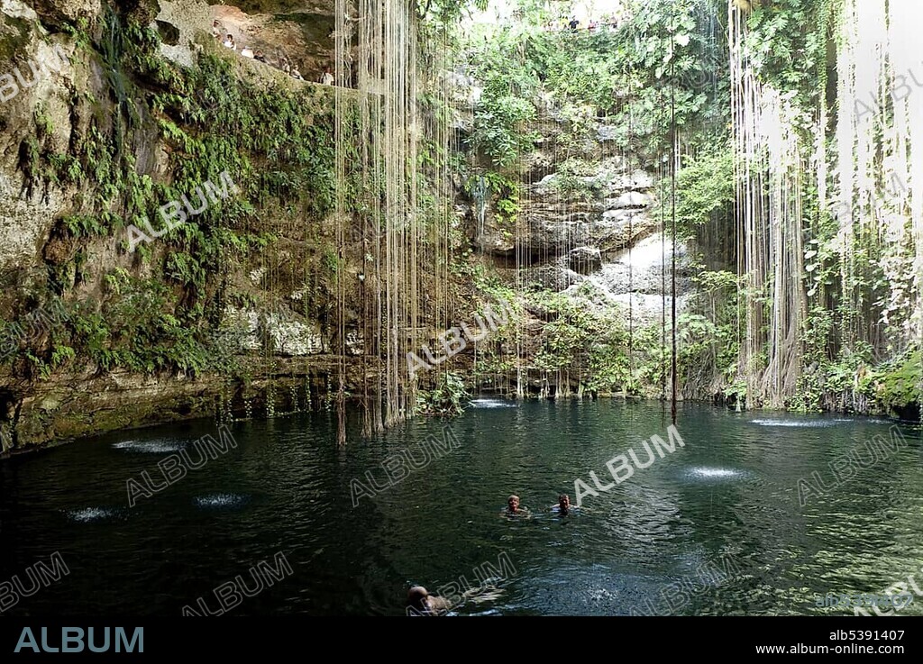 Cenote Sagrado Azul in the Ikkil park at Chichen Itza, Yucatan, Mexico, Central America