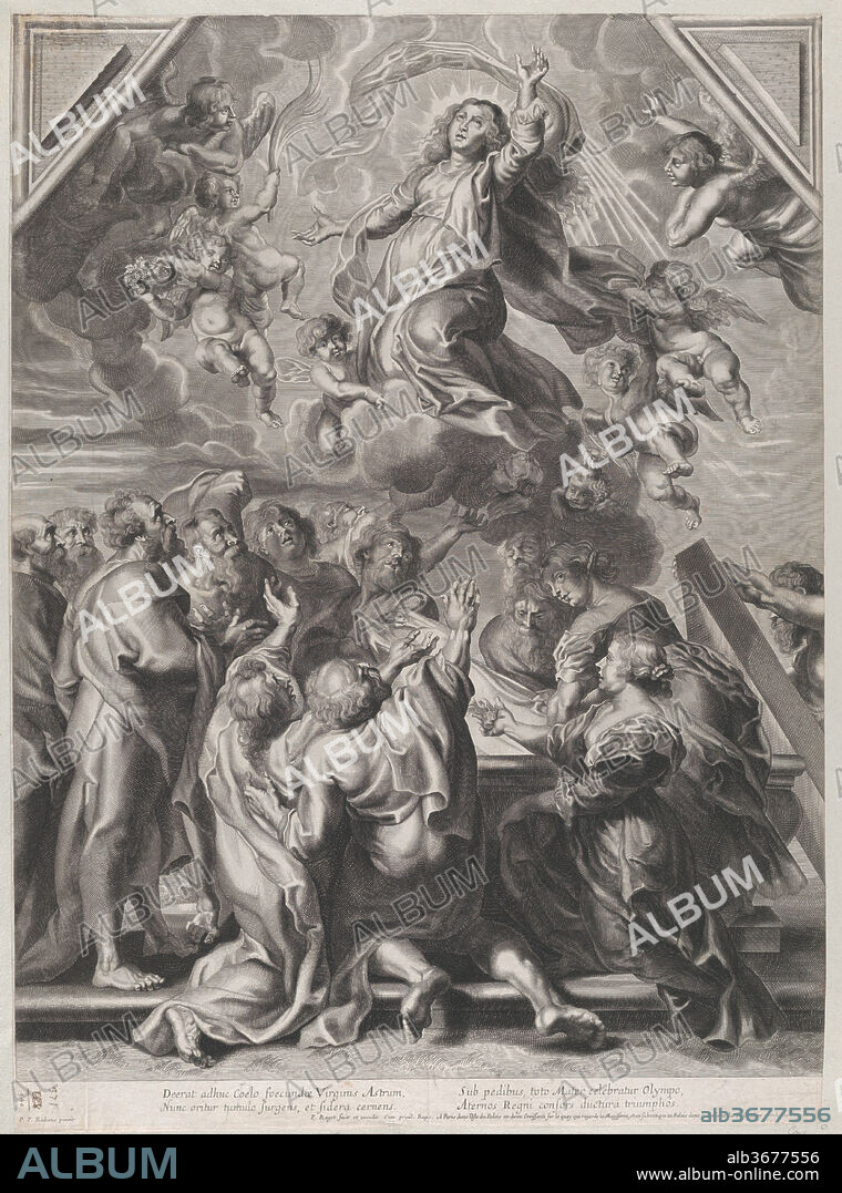 AFTER PETER PAUL RUBENS und FRANÇOIS RAGOT. The Assumption of the Virgin. Artist: After Peter Paul Rubens (Flemish, Siegen 1577-1640 Antwerp); François Ragot (French, 1638-1670 (?)). Dimensions: Sheet: 25 5/8 × 18 3/4 in. (65.1 × 47.6 cm). Date: mid 17th-late 17th century.