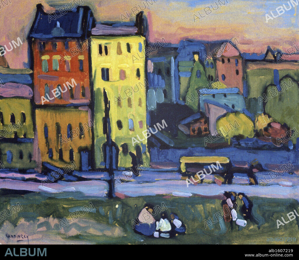WASSILY KANDINSKY. Munich Houses by Vasily Kandinsky, 1908, 1866-1944, Germany, Wuppertal, Von der Heydt Museum.