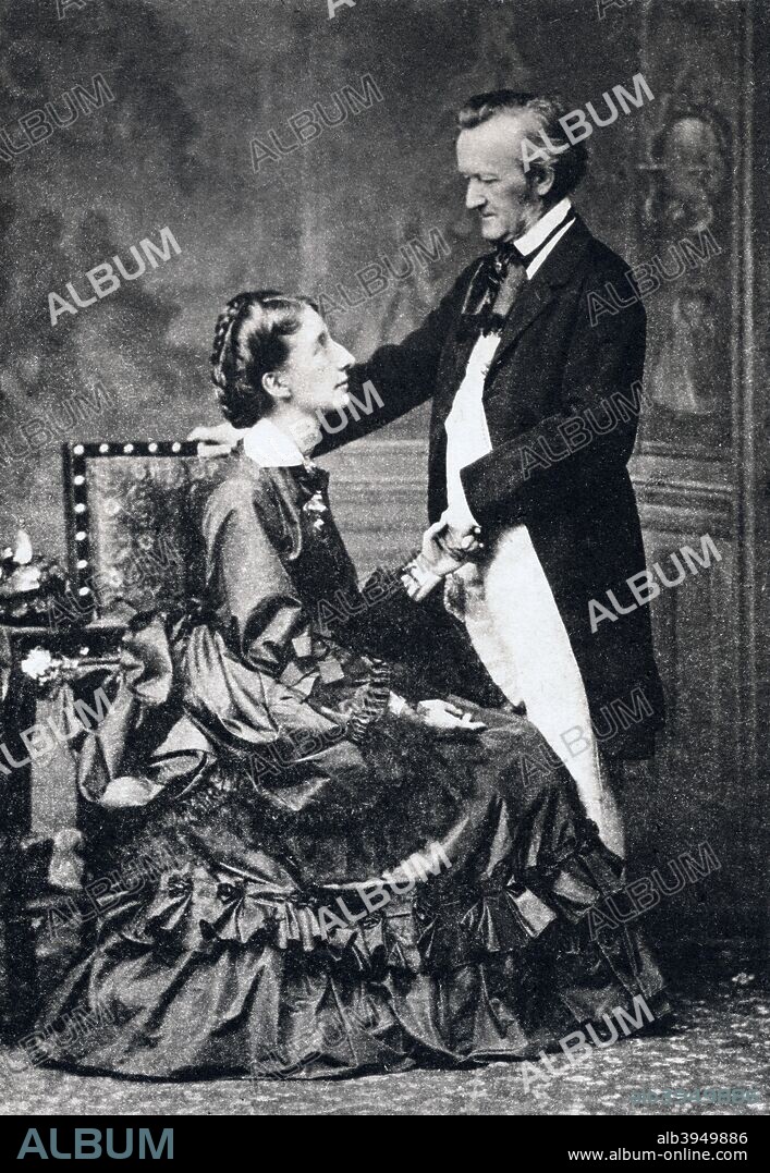 Richard and Cosima Wagner, late 19th century. Richard Wagner (1813-1883), German composer, conductor, and essayist. Cosima Wagner (1837-1930) was the daughter of the virtuoso pianist and composer, Franz Liszt.