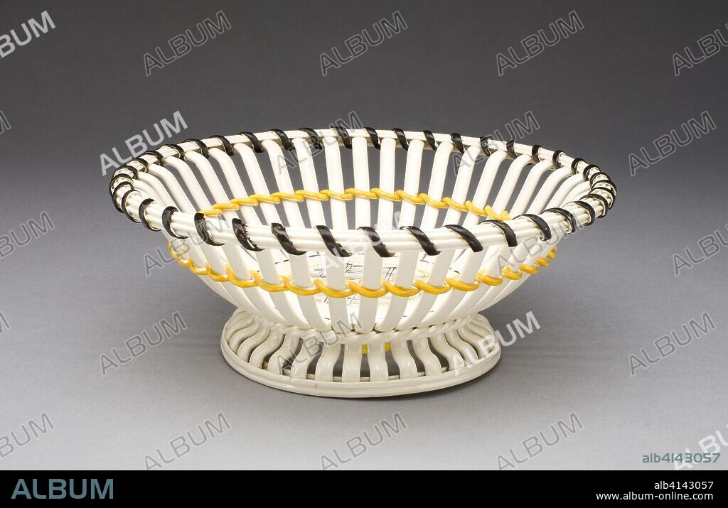 Basket. E. Mayer Pottery; English, Hanley, Staffordshire. Date: 1780-1790. Dimensions: 7.3 x 19.7 cm (2 7/8 x 7 3/4 in.). Lead-glazed earthenware (creamware). Origin: Staffordshire.