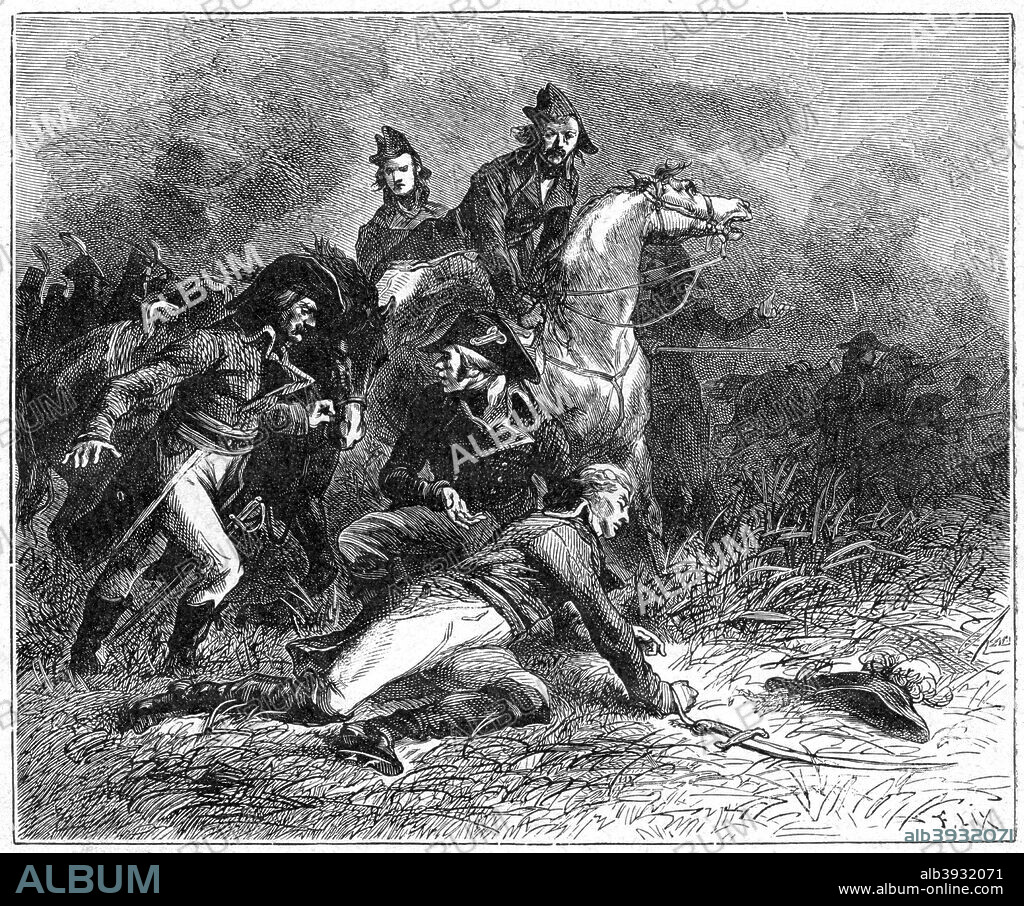 Death of Louis Charles Antoine Desaix, French General and military leader, 1898. A print from Les Français Illustres, by Gustave Demoulin, Hachette, Paris, 1898.