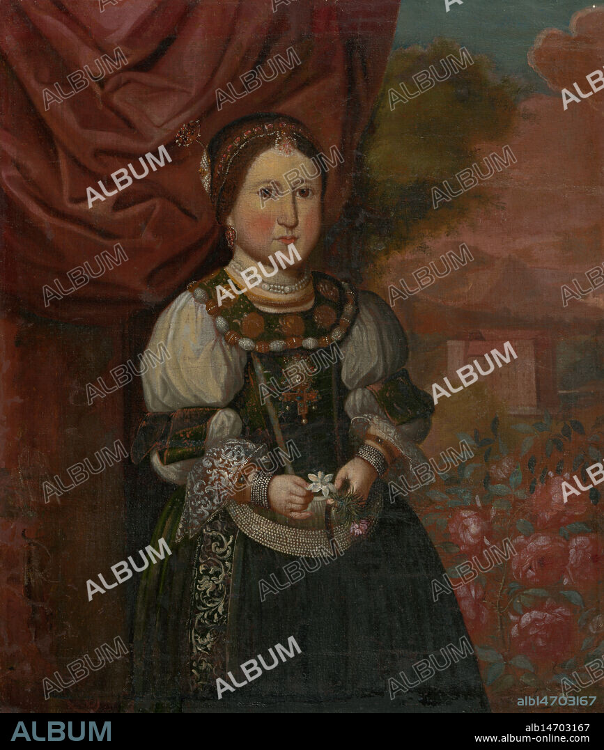 MONOGRAMMIST P. B.. Portrait of a girl in a landscape, 1660-1670.