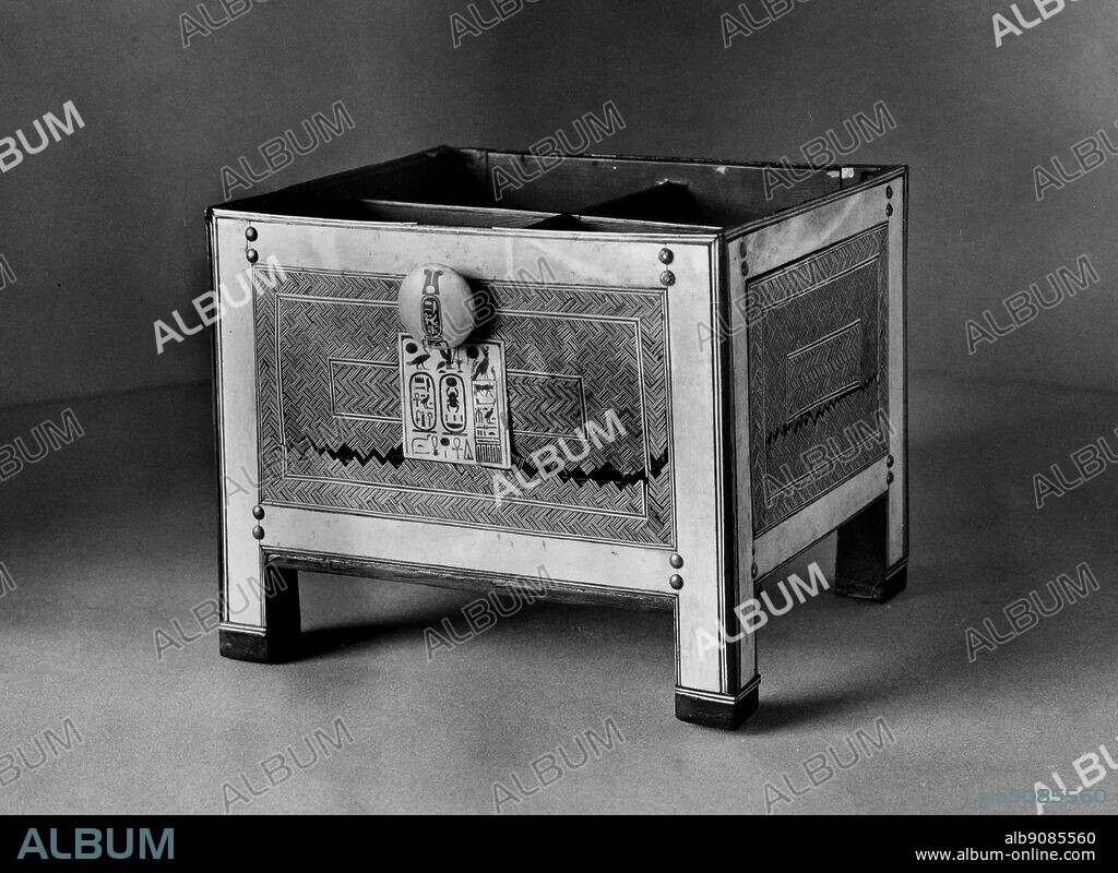 Ancient Egypt: Casket/chest. Veneered with ebony and ivory.