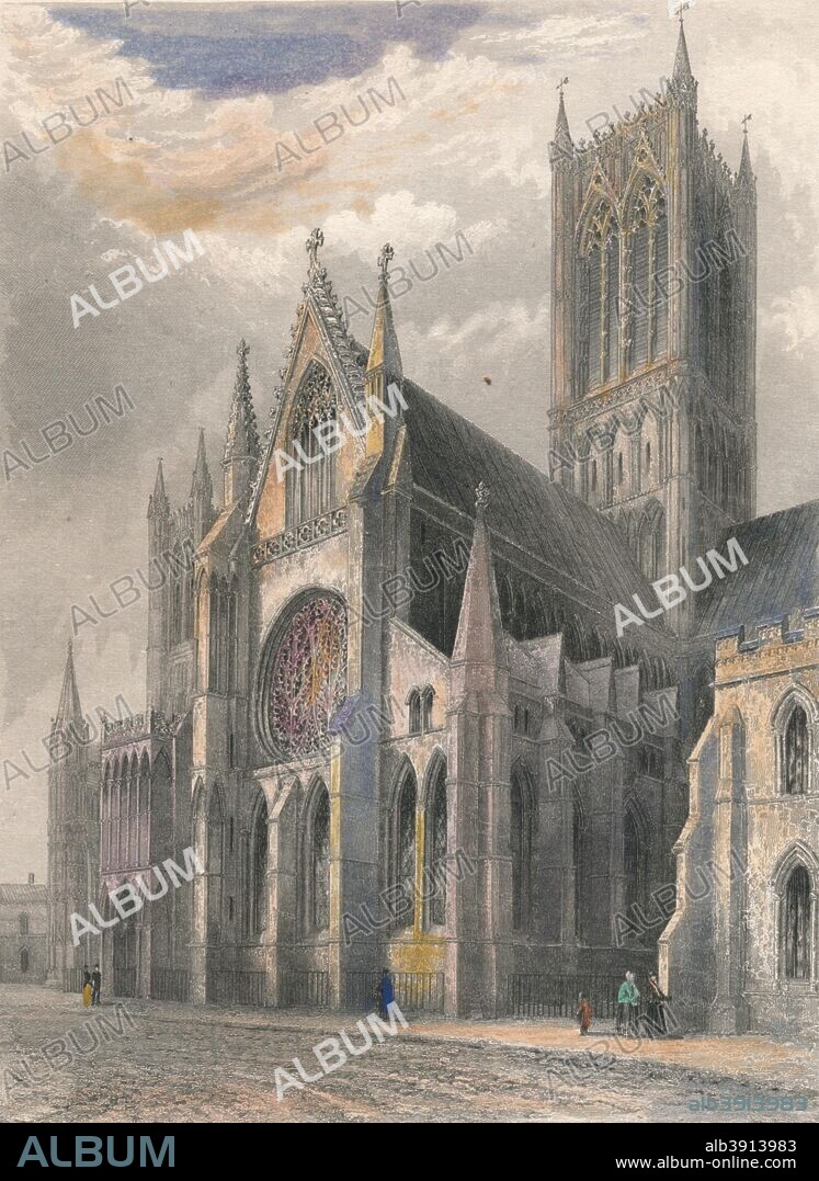 'Lincoln Cathedral - View of South Transept & Central Tower', 1836. After R Garland. [Effingham Wilson, London, 1836].