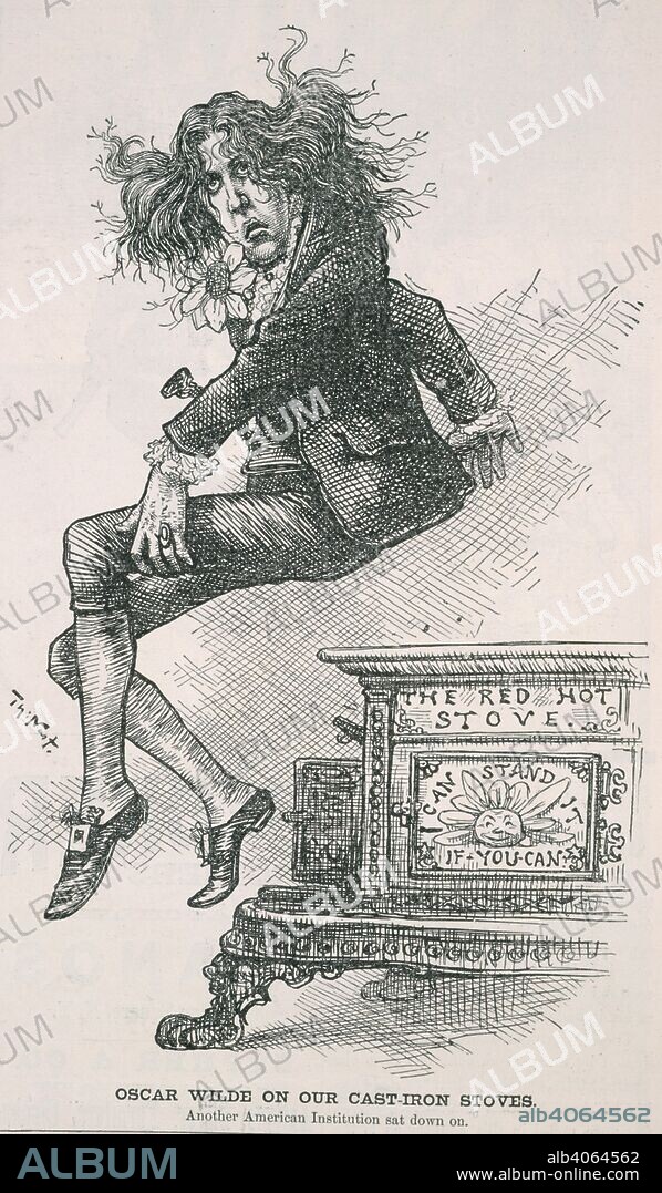 Oscar Wilde. Harper's weekly. New York, September, 1882. Oscar Wilde on our cast-iron stoves. Another American institution sat down on'.  Image taken from Harper's weekly.  Originally published/produced in New York, September, 1882. . Source: Colindale, 575. Language: English.