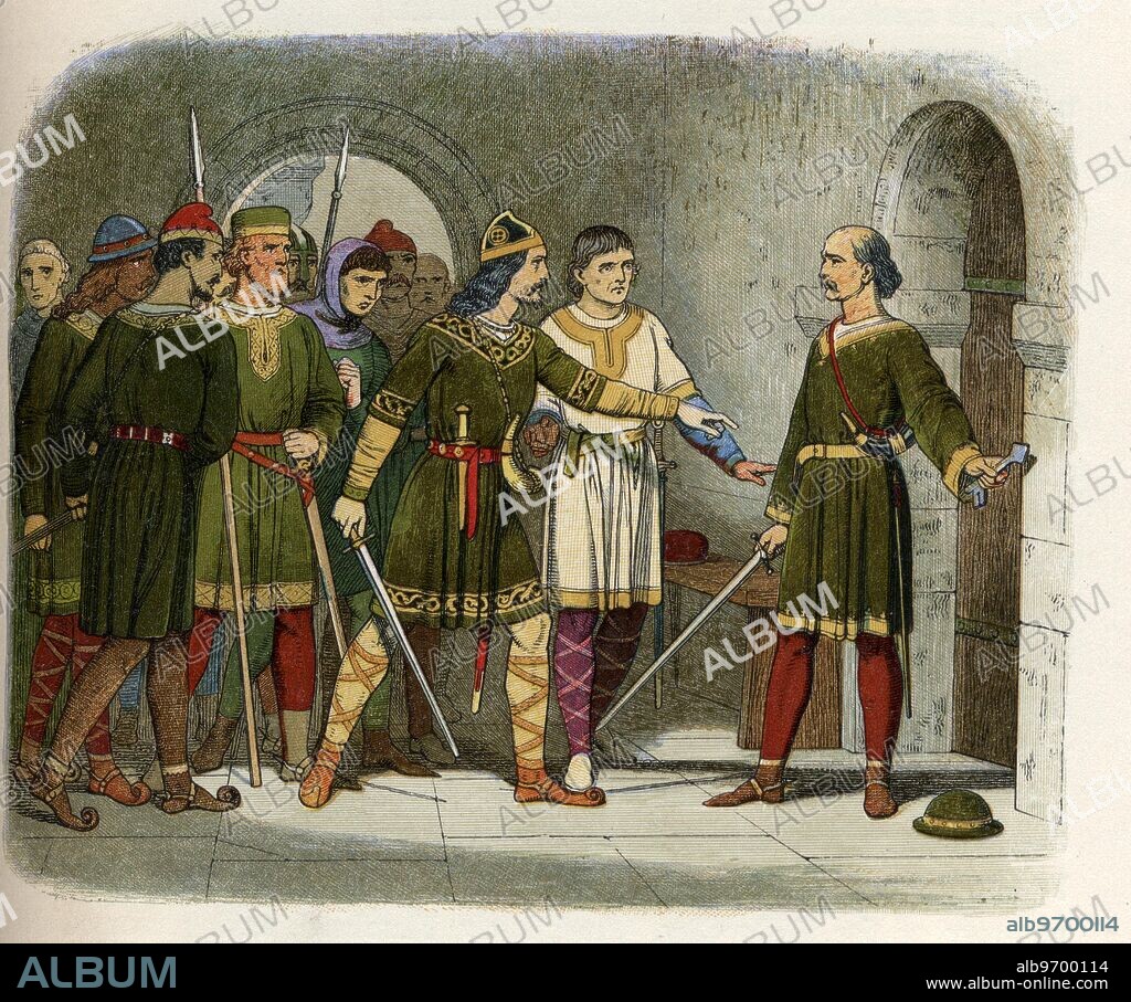 William De Breteuil, Eldest son of Fitz Osbern The Conqueror's Minister defends the treasury from Count Henry the lawful heir. Henry drawing his sword persuded William to give way and was named King Henry I the following day.. 1100. Â© Balean / TopFoto.