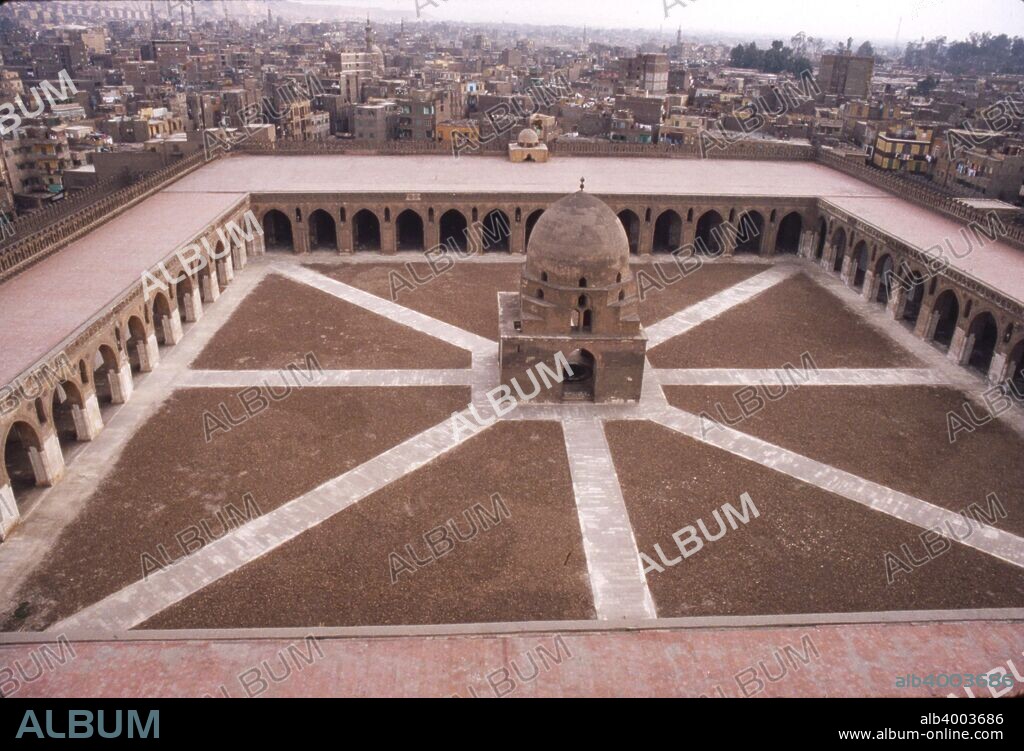 Mosque of Ibn Tulun, Built AD 876-879, Cairo, c20th century. The mosque was commissioned by Ahmad ibn Tulun, the Turkic Abbassid governor of Egypt from 868-884. Courtyard seen from the roof.