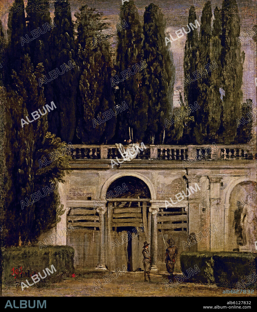 DIEGO VELAZQUEZ (1599-1660). VISTA DEL JARDIN DE LA VILLA MEDICIS EN ROMA - 1629-1630 - O/L - 48,5x43 - NP 1210 - BARROCO ESPAÑOL.