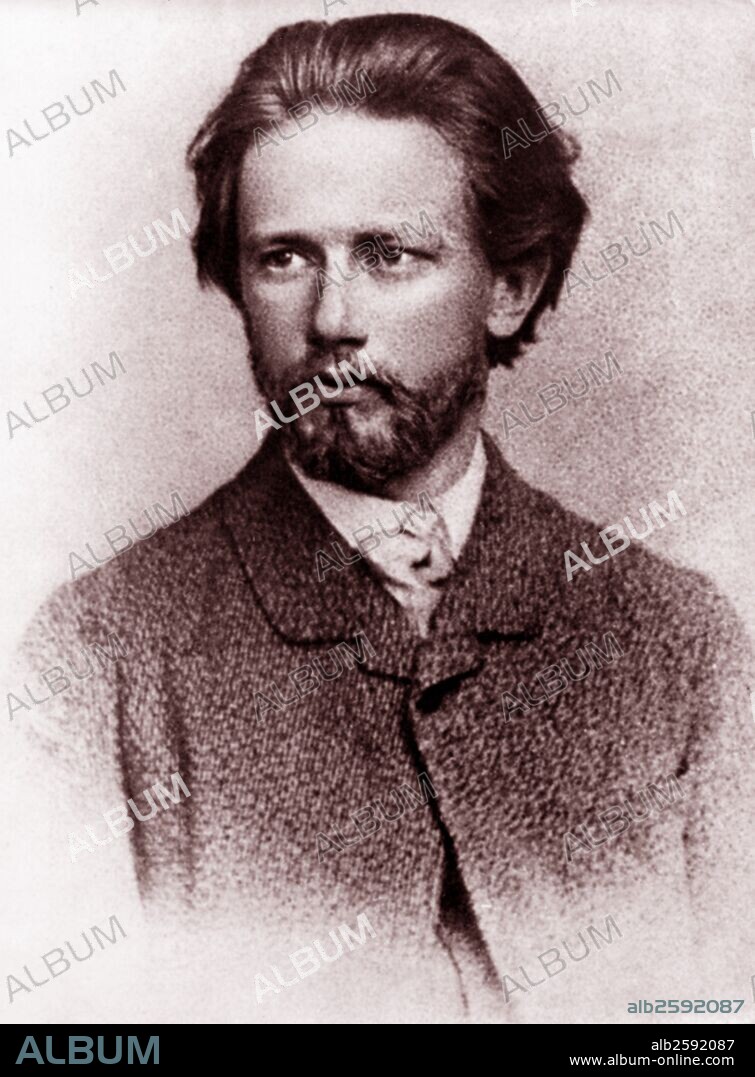 Portrait of Pyotr Ilyich Tchaikovsky (1840-1893) Russian composer whose works included symphonies, concertos, operas, ballets, chamber music, and a choral setting of the Russian Orthodox Divine Liturgy. Dated 1878.