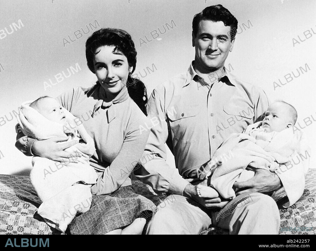 ELIZABETH TAYLOR und ROCK HUDSON in GIANT, 1956, unter der Regie von GEORGE STEVENS. Copyright WARNER BROTHERS.