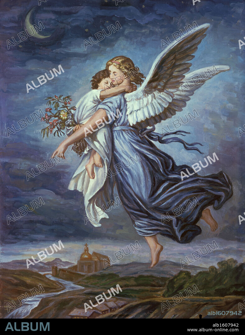The Guardian Angel  Wilhelm Von Kaulbach  1805-1874 German.