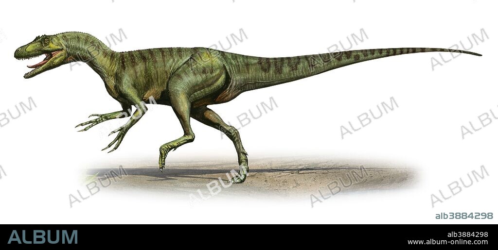 Deltadromeus agilis, a prehistoric era dinosaur from the Late Cretaceous period.