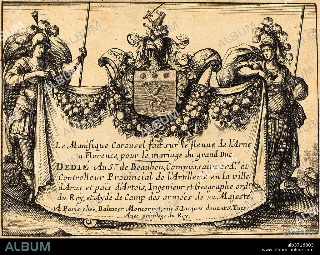 BALTHASAR MONCORNET AFTER REMIGIO CANTAGALLINA. Title Page. Dimensions: plate: 10 x 13.2 cm (3 15/16 x 5 3/16 in.)  sheet: 10.2 x 13.5 cm (4 x 5 5/16 in.). Medium: etching on laid paper.
