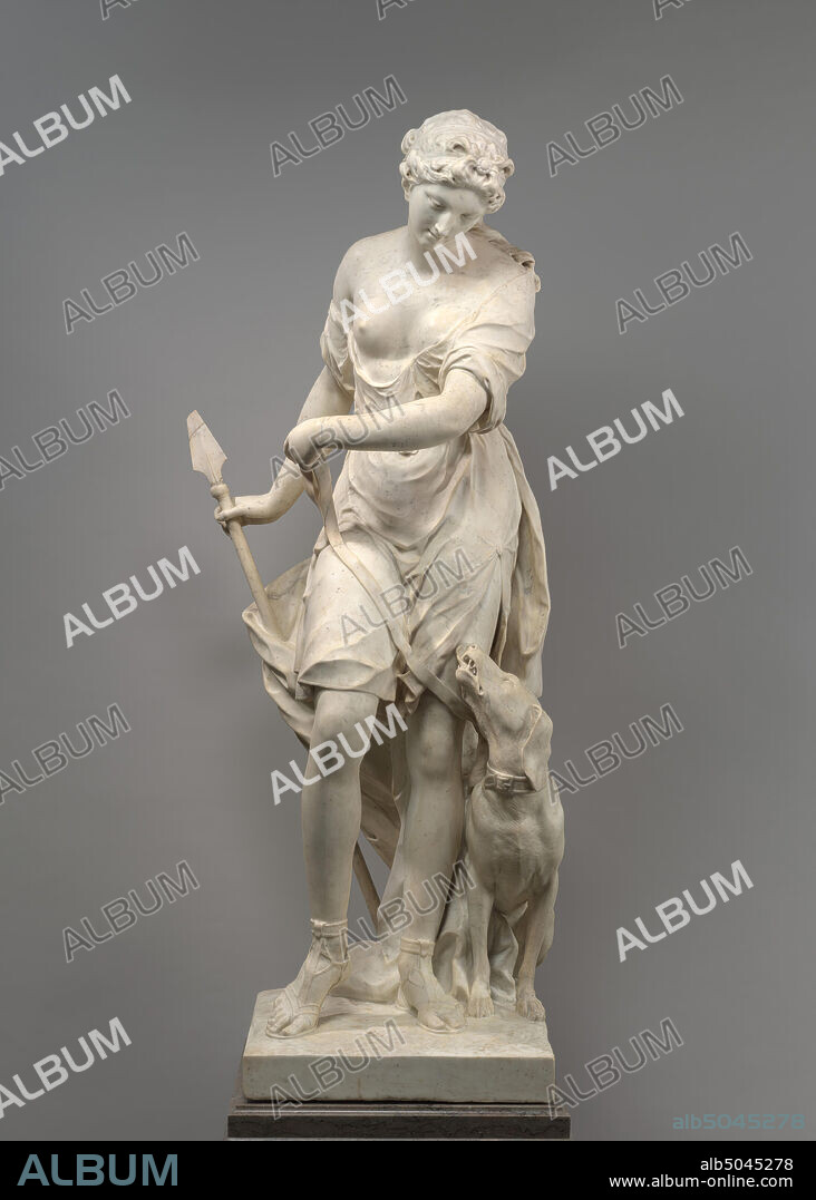 Jean-Louis Lemoyne, (artist), French, 1666 - 1755, A Companion of Diana, 1724, marble, overall: 182.5 x 76.5 x 57.8 cm (71 7/8 x 30 1/8 x 22 3/4 in.).