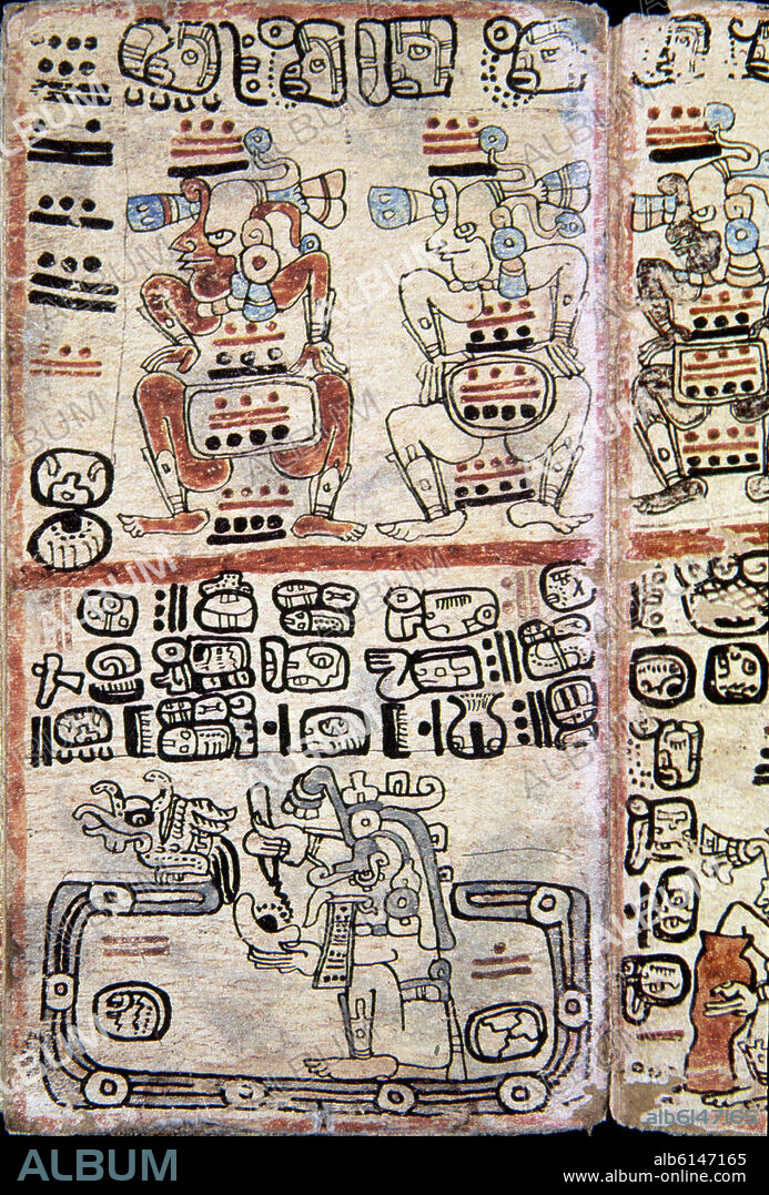 Page of the Tro-Cortesianus Codex. Facsimile. Page of the Tro-Cortesianus Codex. Mayan Culture. Gods and Men. 13th-15th centuries.