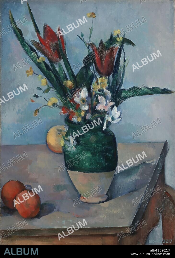 PAUL CEZANNE. The Vase of Tulips. Paul Cézanne; French, 1839-1906. Date: 1885-1895. Dimensions: 23 1/2 × 16 5/8 in. (59.6 × 42.3 cm). Oil on canvas. Origin: France.