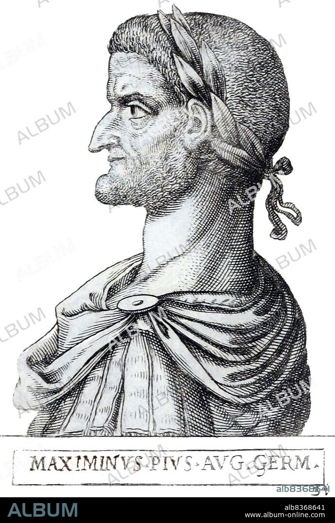 Of Thraco-Roman origin, Maximinus Thrax (173 - 238 CE) was a child of low birth, and was seen by the Senate as a barbarian and not a true Roman, despite Caracalla's Antonine Constitution granting citizenship to all freeborn citizens of the Empire. A career soldier, Maximinus rose through the ranks until he commanded a legion himself. He was one of the soldiers who were angered by Emperor Severus Alexander's payments to the Germanic tribes for peace, and plotted with them to assasinate the emperor in 235 CE.<br/><br/>. The Praetorian Guard declared Maximinus emperor after the act, a choice that was only grudgingly confirmed by the Senate, who were disgusted at the idea of a peasant becoming emperor. Maximinus despised the nobility, and was heavy-handed in dealing with anyone suspected of plotting against him. In 238 CE, revolt arose in the province of Africa during his reign, with the governor Gordian I and his son, Gordian II, declared co-emperors. The Roman Senate quickly switched allegiance and acknowledged the claim of the Gordians. Maximinus immediately marched on Rome to deal with the Senatorial uprising.<br/><br/>. The Gordians were swiftly defeated and died after less than a month of being co-emperors, with the Senate becoming divided on how to act, some preferring Gordian's grandson, Gordian III, while others elected two of their own, Pupienus and Balbinus, as co-emperors. Rome became engulfed in severe riots and street fighting. Maximinus died before he reached Rome, assassinated by his own soldiers during the siege of Aquileia. Pupienus and Balbinus became undisputed co-emperors. Maximinus' reign is often seen as the beginning of the Crisis of the Third Century, which would see the Roman Empire almost collapse from internal unrest, economic disaster and foreign invasions.