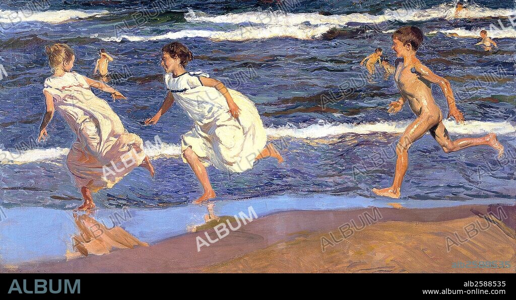 Joaquin Sorolla 'Running Along the Beach', 1908, oil on canvas.