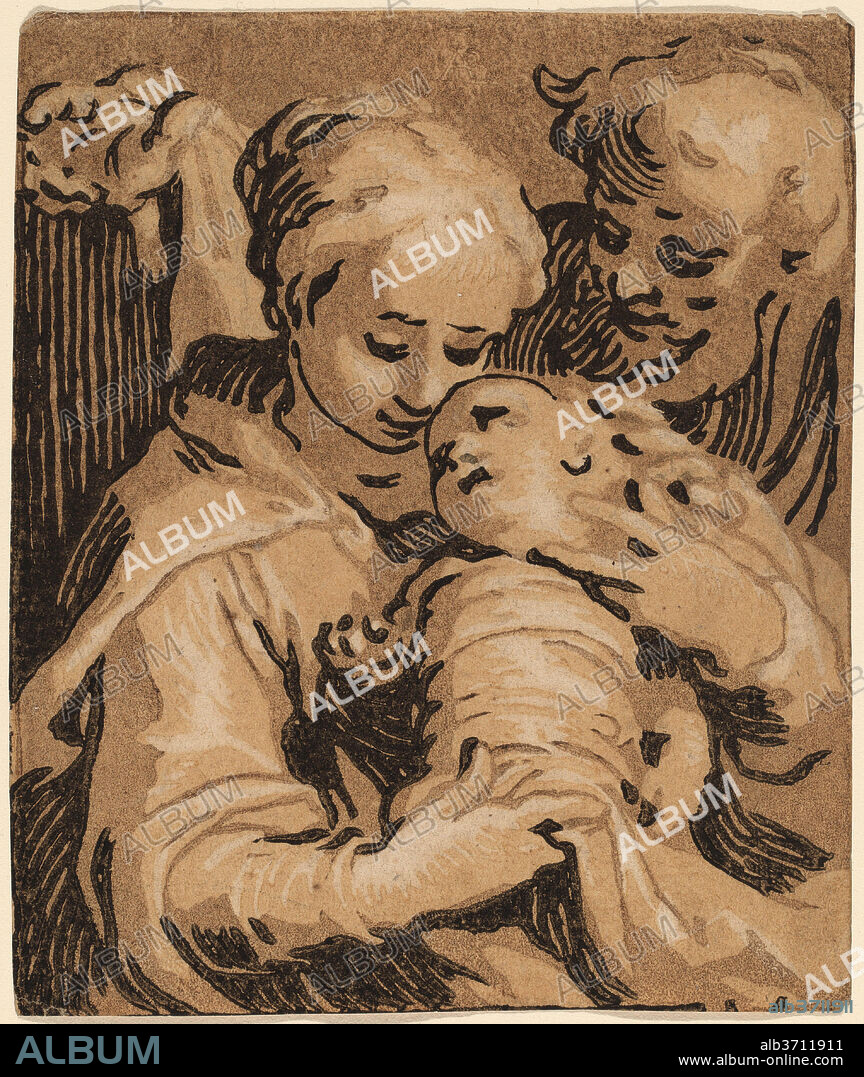 ABRAHAM BLOEMAERT. The Holy Family. Dimensions: sheet: 9 x 7.6 cm (3 9/16 x 3 in.). Medium: chiaroscuro woodcut.