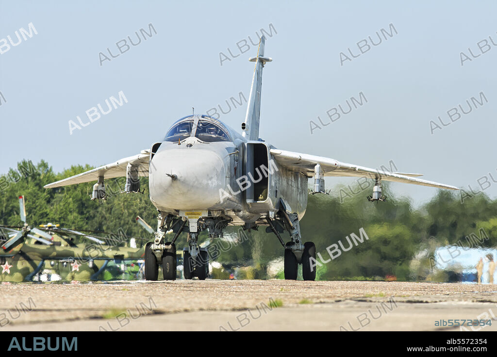 Russian Aerospace Forces (VKS) Su-24M2 strike aircraft during the contest Aviadarts 2018 (International Army Games) at Ryazan, Dyagilevo airport.